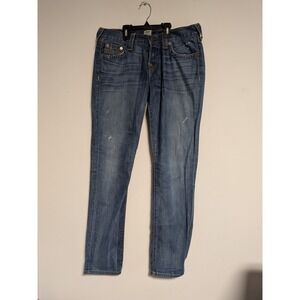 True Religion Brianna Straight Leg Blue Jeans Made in USA Size 28 Distressed